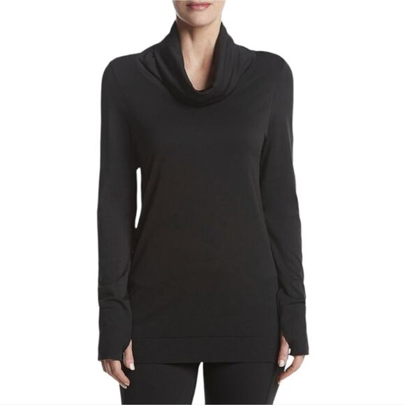 Maidenform Women's Seamless Sport Base layer Thermal‎ Cowl Neck Tunic Black Med - Picture 1 of 8